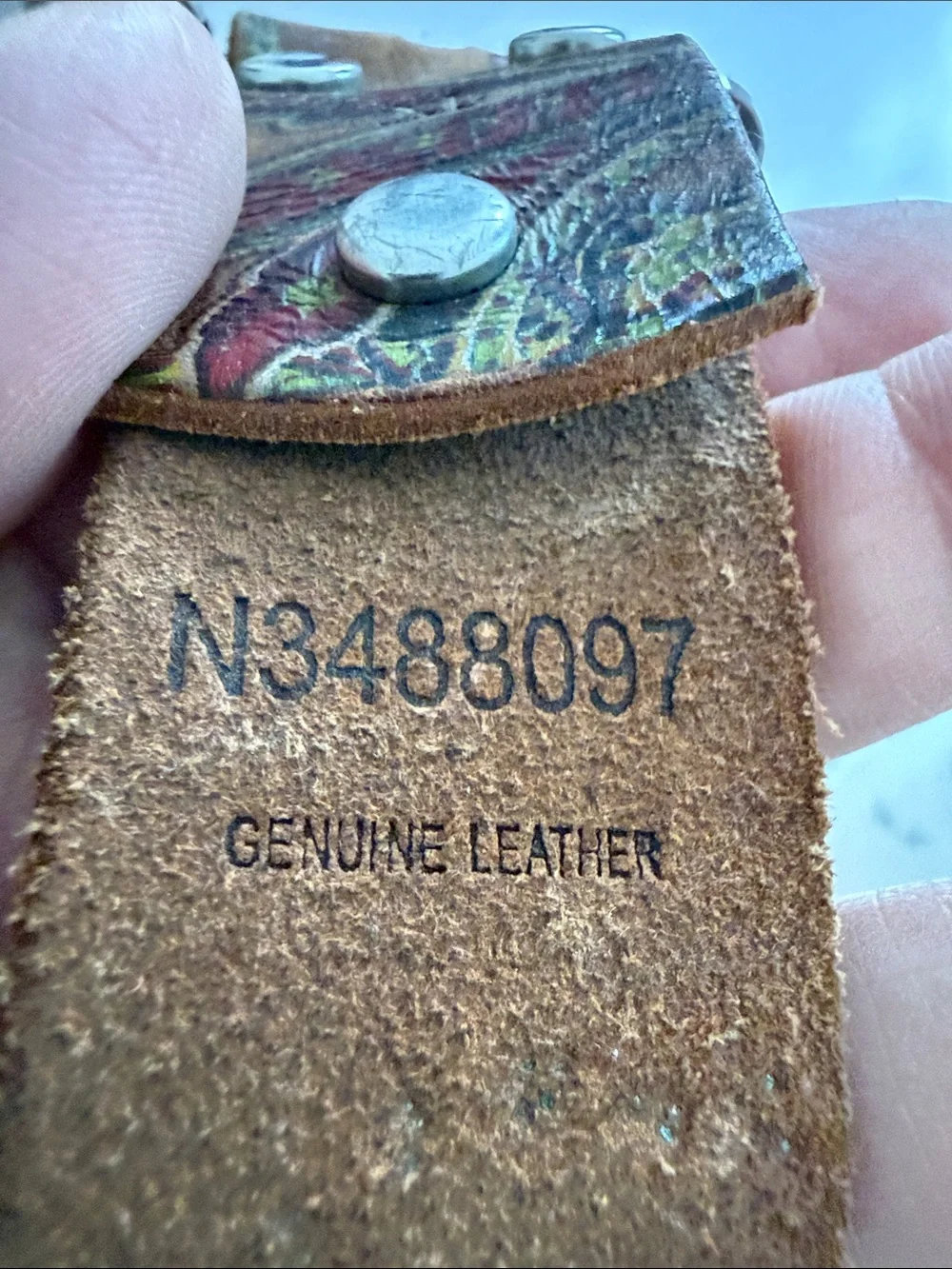 Embellished Brown Leather Western-Style Belt with Silver Buckle